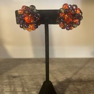 Joan Rivers Vintage Multicolored Signed Clip -On Earrings